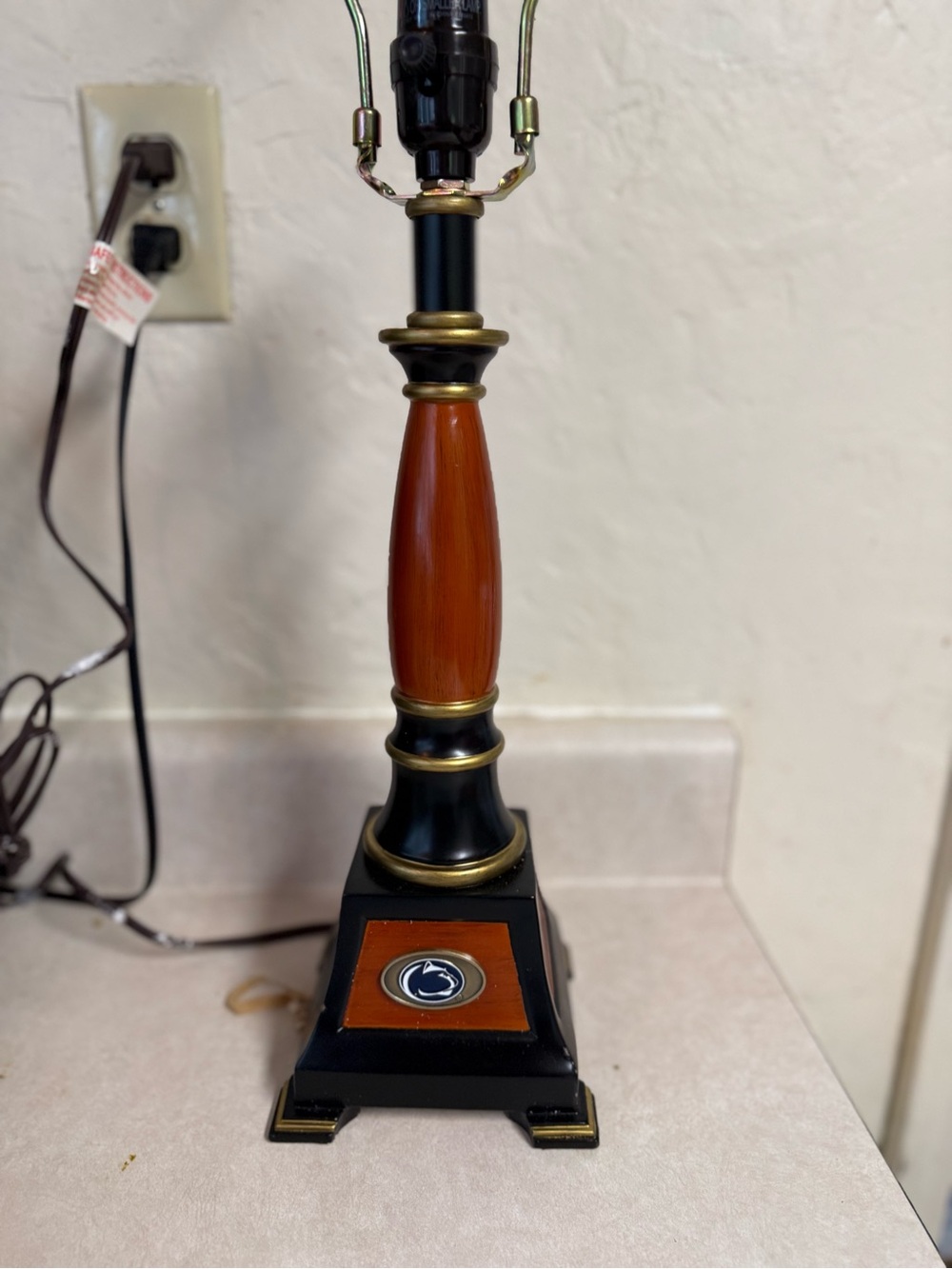 Classic Black and Brown Accent Table Lamp with Brass Trim
